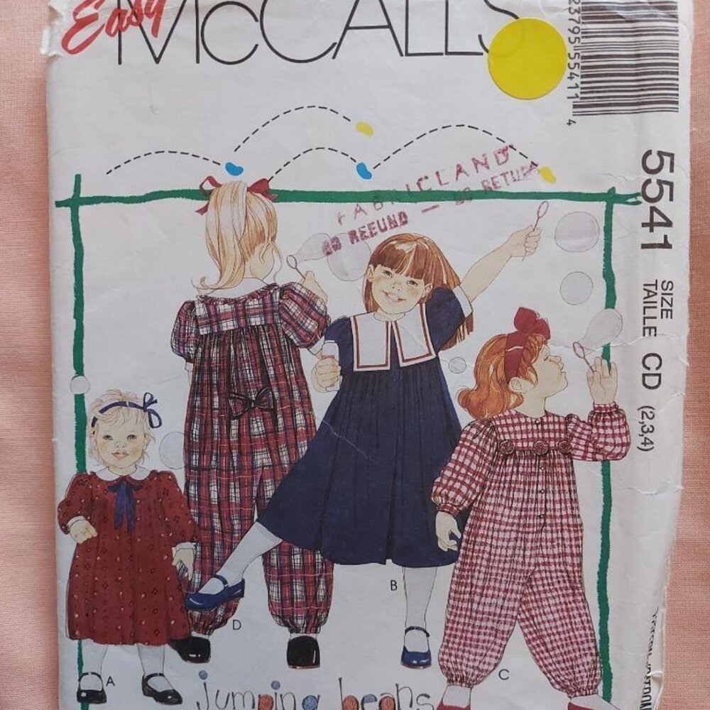McCall's 5541 Jumping Beans Child's Jumpsuit & Dress Pattern Size 2-3-4